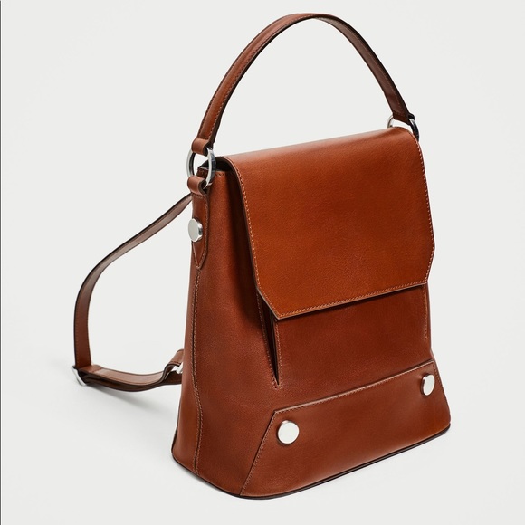 Zara Handbags - ZARA leather backpack with buttons